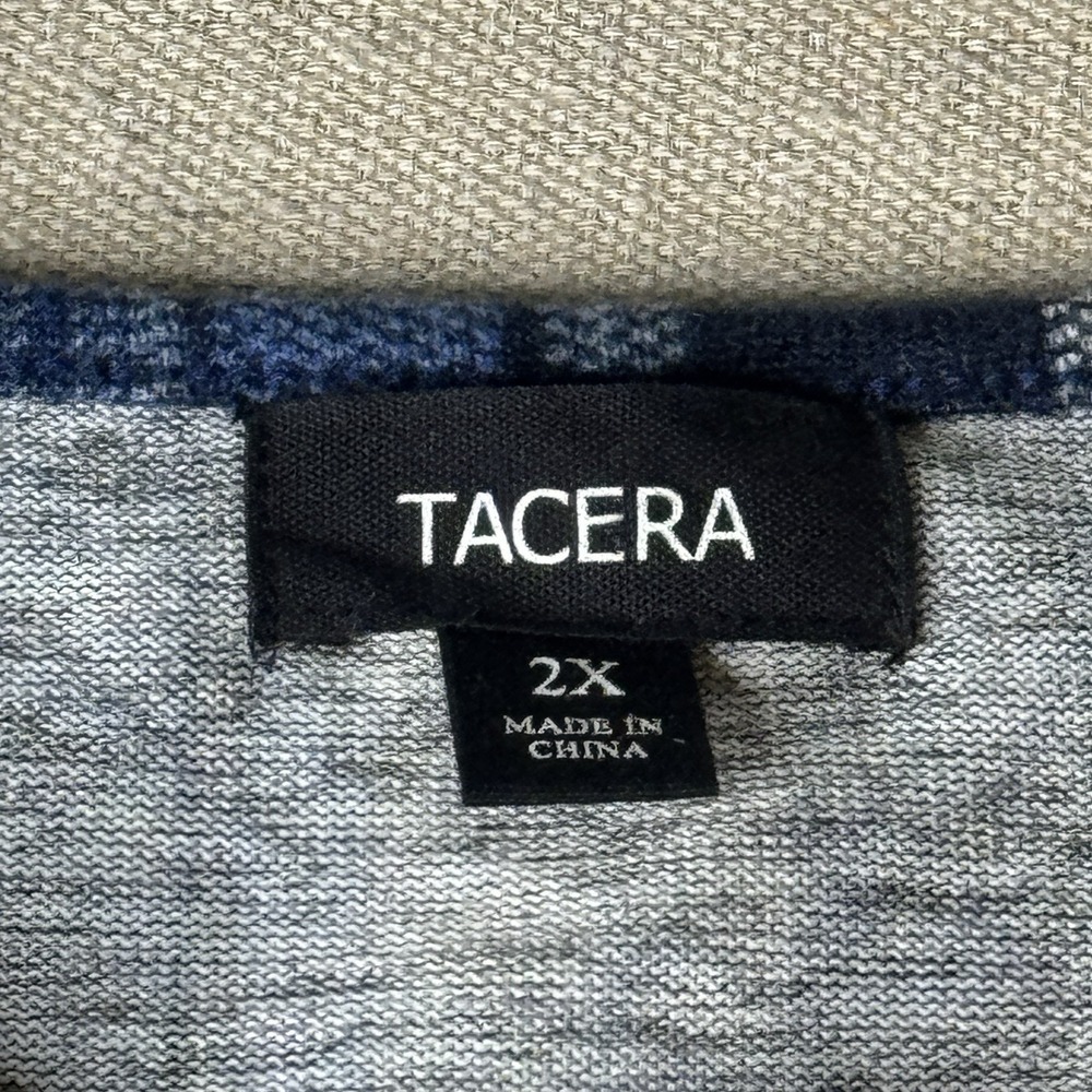 Tacera Womens Blue Striped Deep V-Neck 3/4 Sleeve Shift Dress Plus Size 2X NWT - Picture 6 of 7
